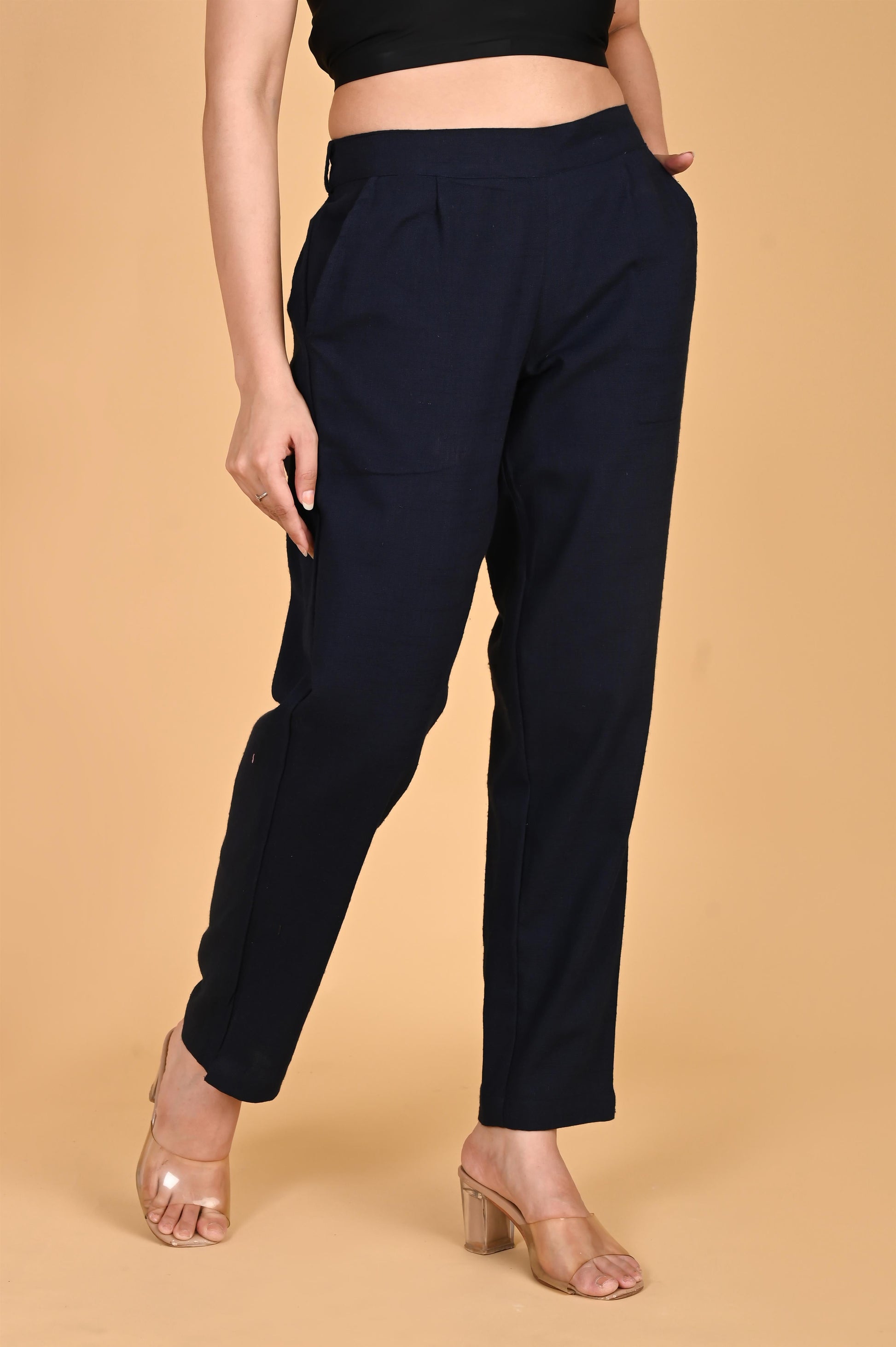 NAVY BLUE CLASSIC COTTON PANTS - SAFED DHAGA 