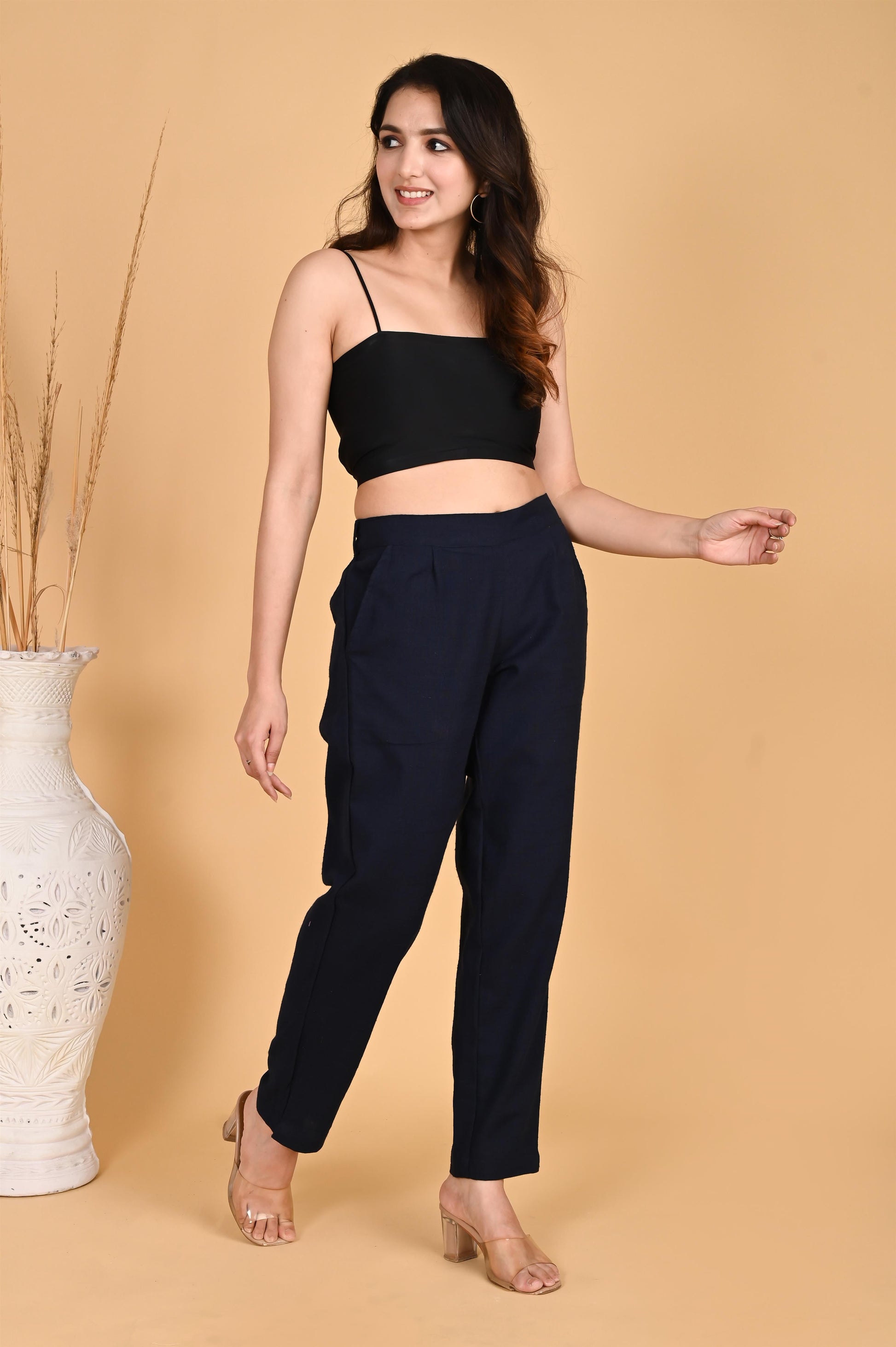 NAVY BLUE CLASSIC COTTON PANTS - SAFED DHAGA 