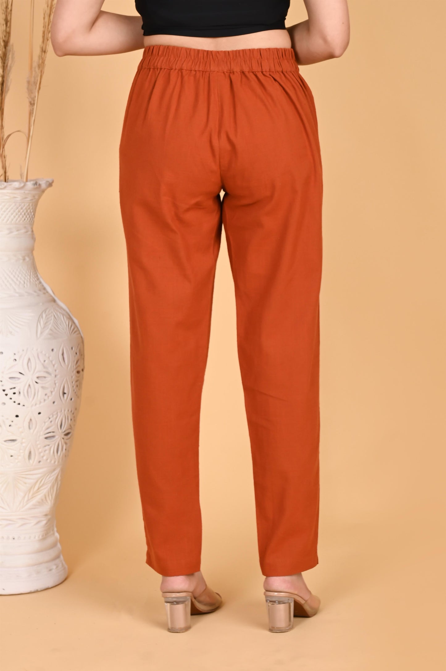 RUST CLASSIC COTTON PANTS - SAFED DHAGA 