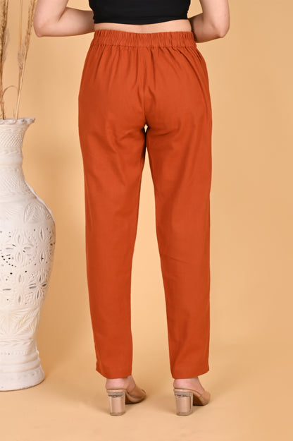RUST CLASSIC COTTON PANTS - SAFED DHAGA 