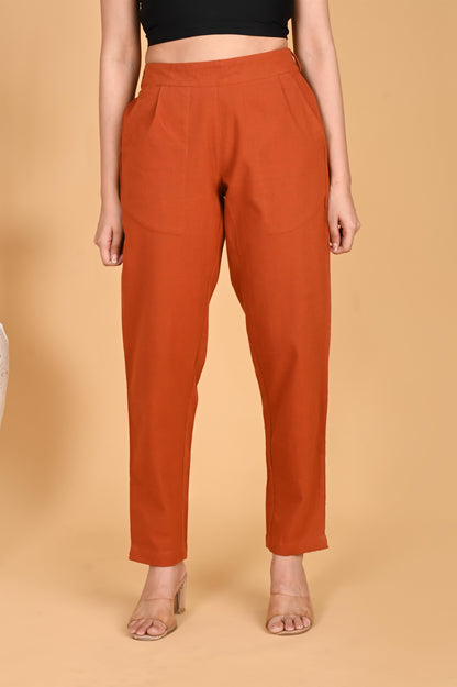 RUST CLASSIC COTTON PANTS - SAFED DHAGA 