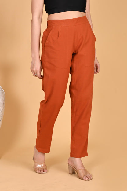 RUST CLASSIC COTTON PANTS - SAFED DHAGA 