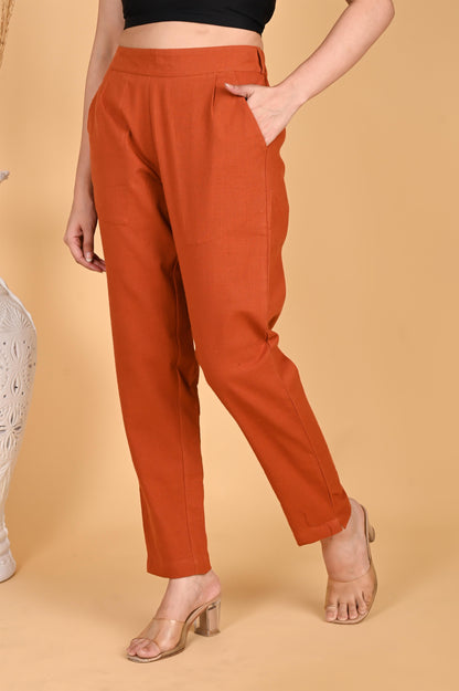 RUST CLASSIC COTTON PANTS - SAFED DHAGA 