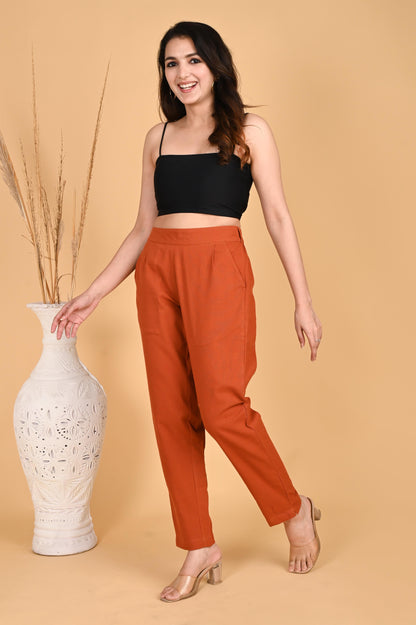 RUST CLASSIC COTTON PANTS - SAFED DHAGA 