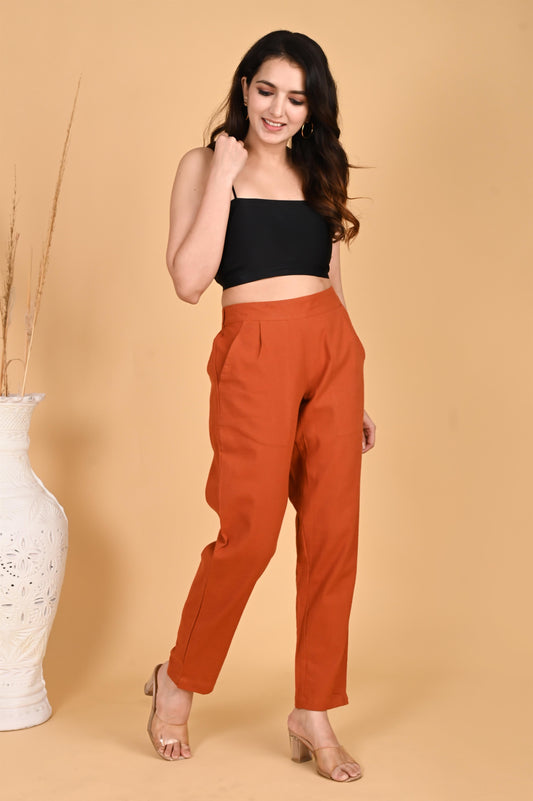 RUST CLASSIC COTTON PANTS - SAFED DHAGA 