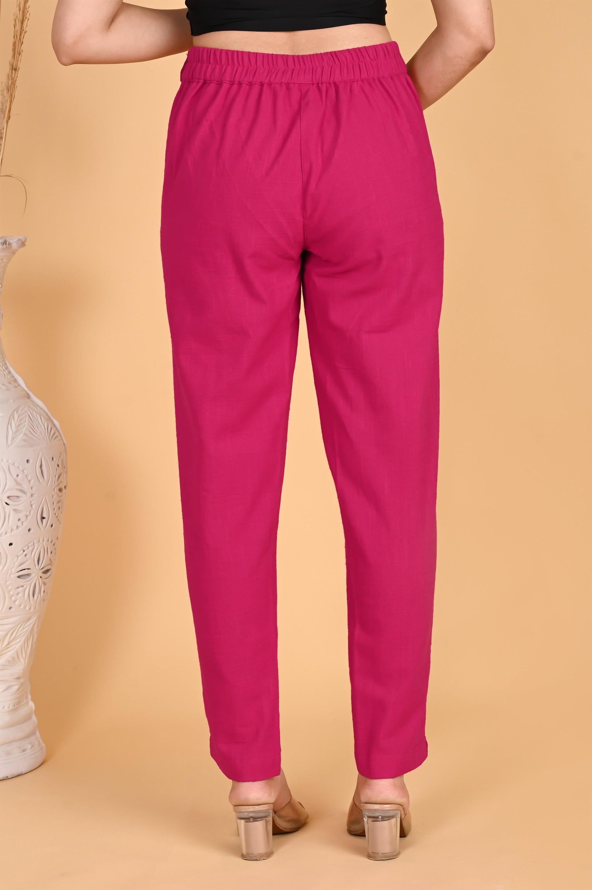 PINK CLASSIC COTTON PANTS - SAFED DHAGA 