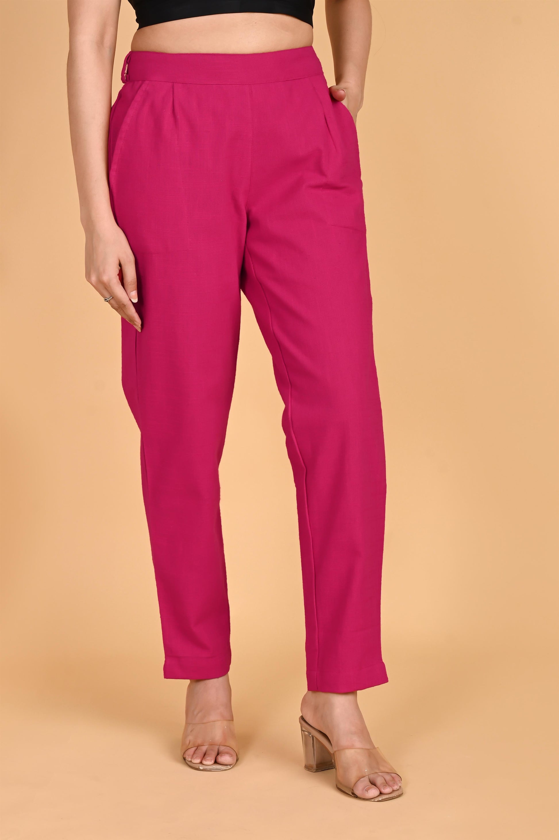 PINK CLASSIC COTTON PANTS - SAFED DHAGA 