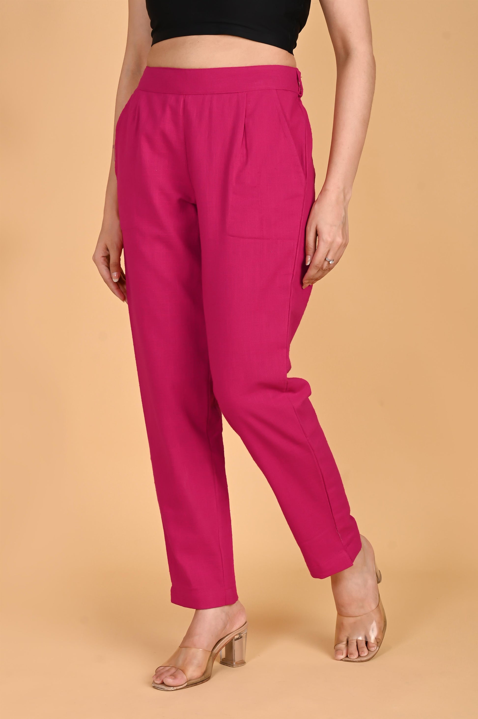 PINK CLASSIC COTTON PANTS - SAFED DHAGA 