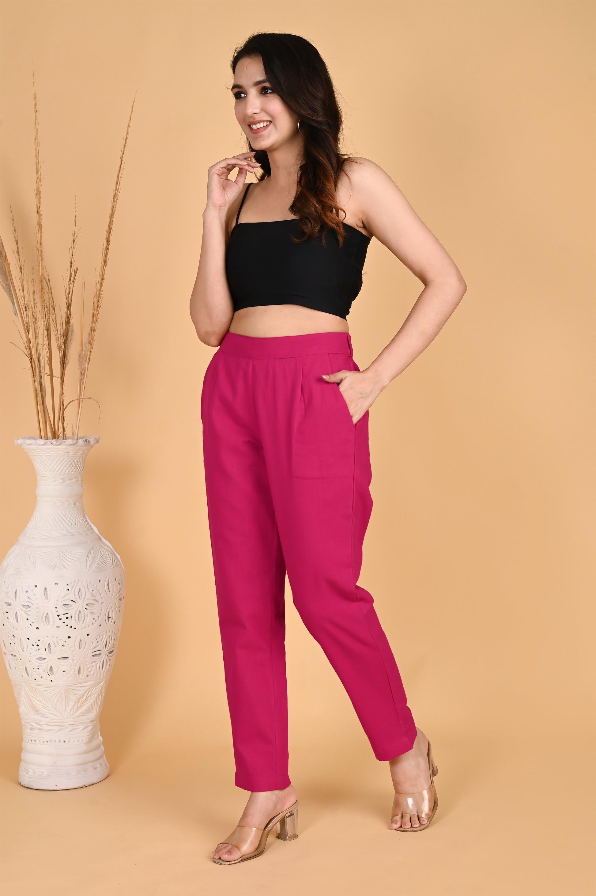 PINK CLASSIC COTTON PANTS - SAFED DHAGA 