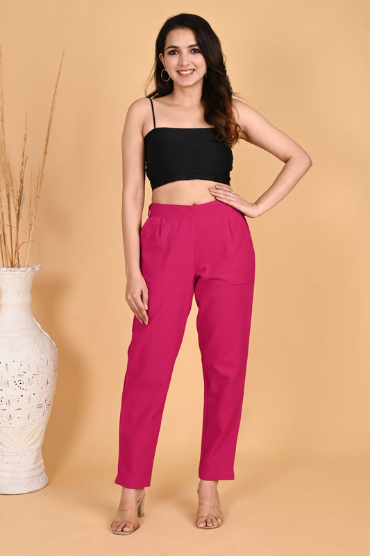 PINK CLASSIC COTTON PANTS - SAFED DHAGA 