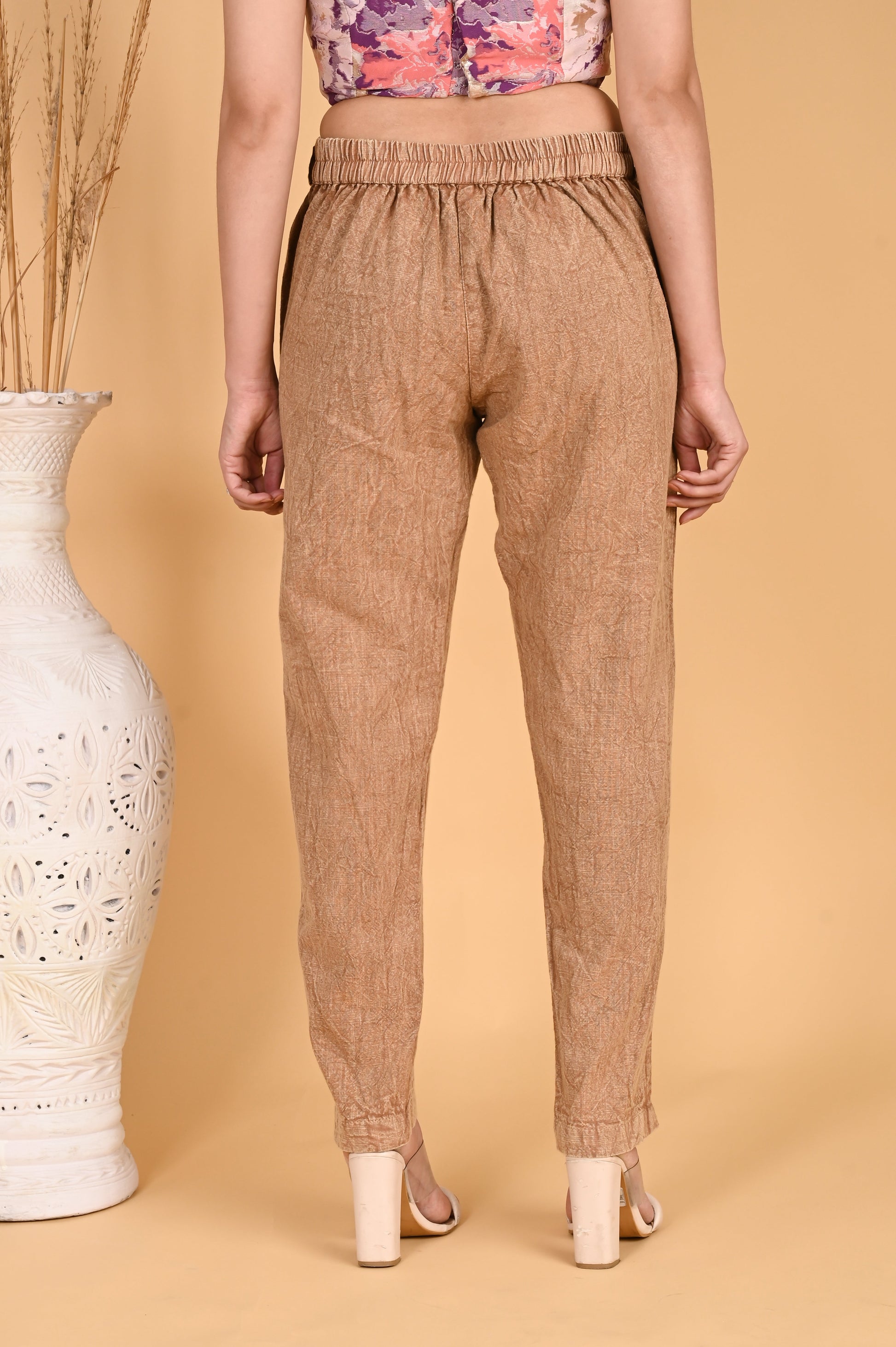 WOOD YELLOW DENIM COTTON PANTS - SAFED DHAGA 