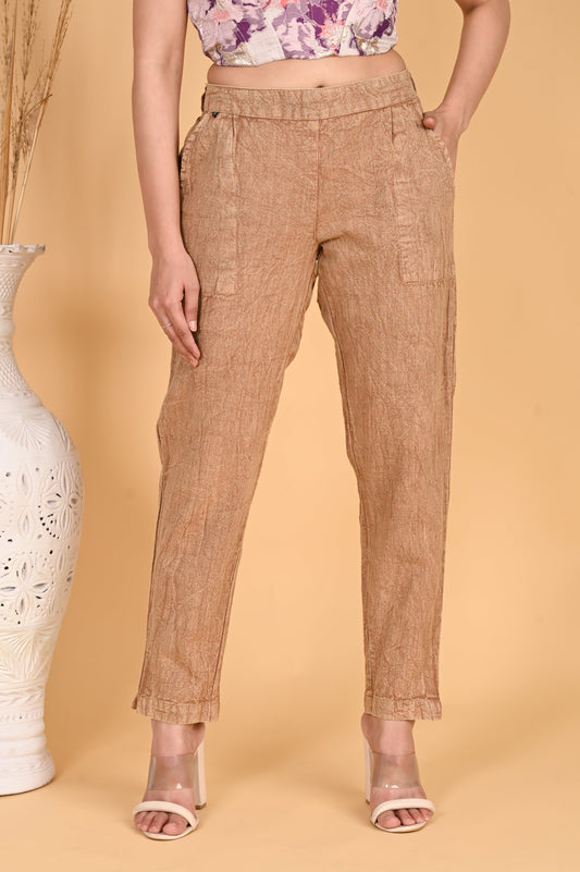 WOOD YELLOW DENIM COTTON PANTS - SAFED DHAGA 