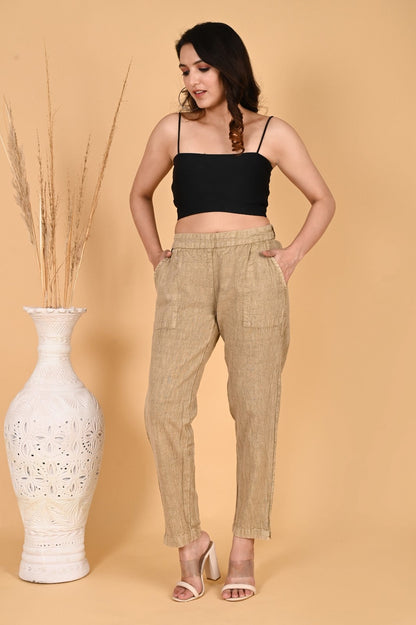 GREY DENIM COTTON PANTS - SAFED DHAGA 