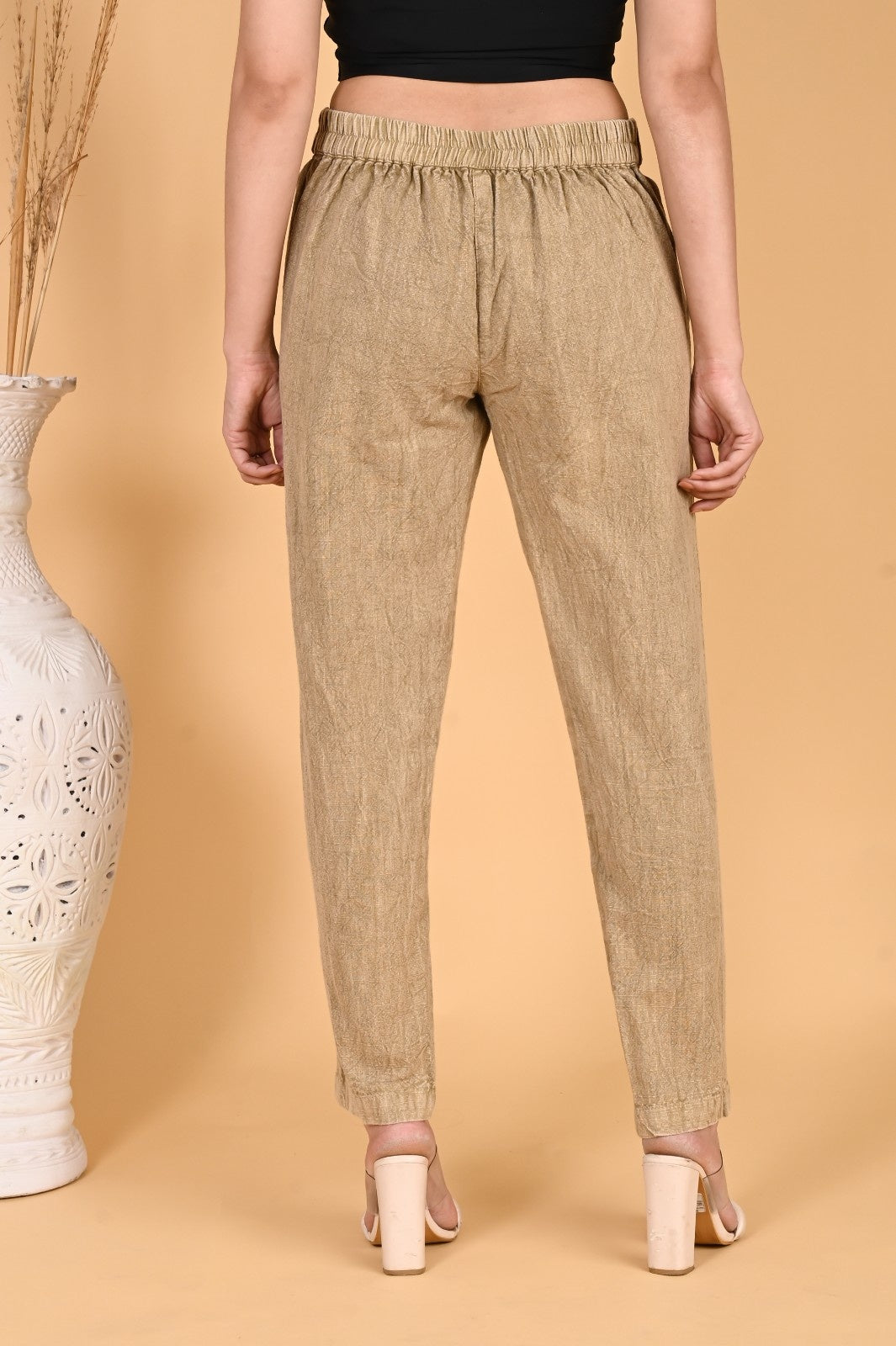 MAROON DENIM COTTON PANTS - SAFED DHAGA 