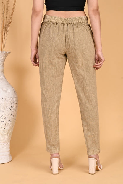 MAROON DENIM COTTON PANTS - SAFED DHAGA 