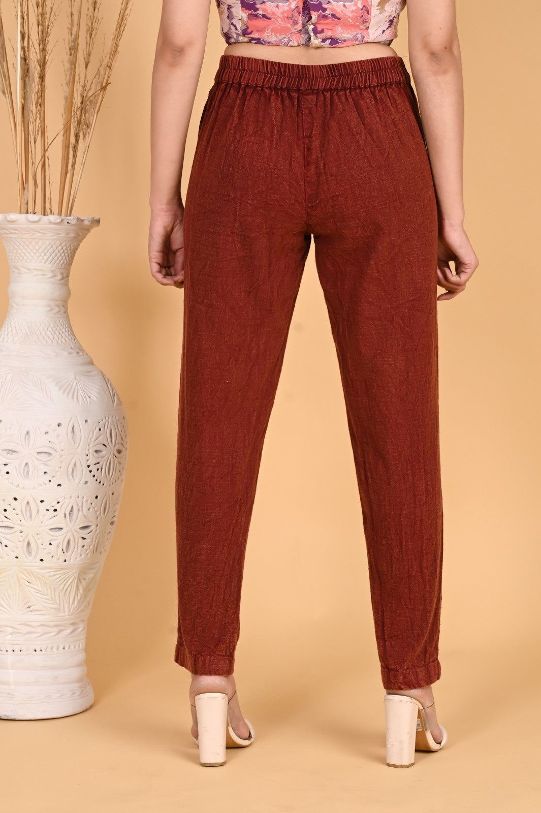 GREY DENIM COTTON PANTS - SAFED DHAGA 