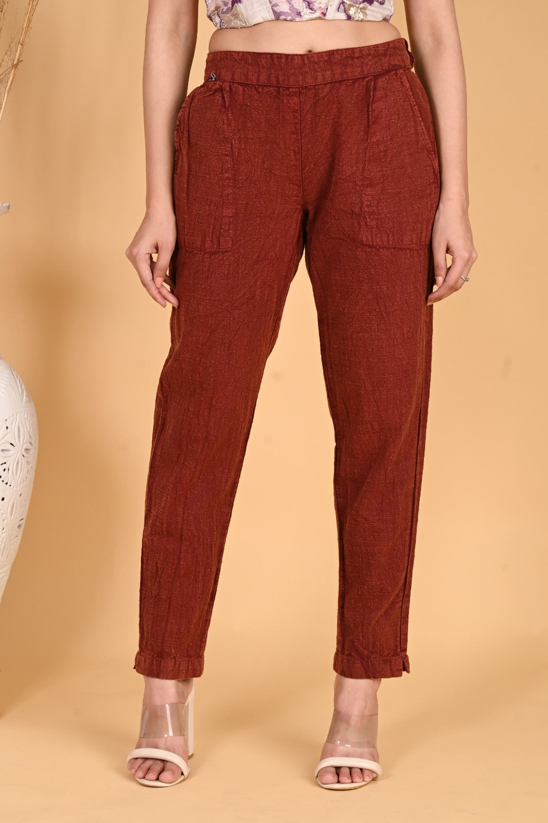GREY DENIM COTTON PANTS - SAFED DHAGA 