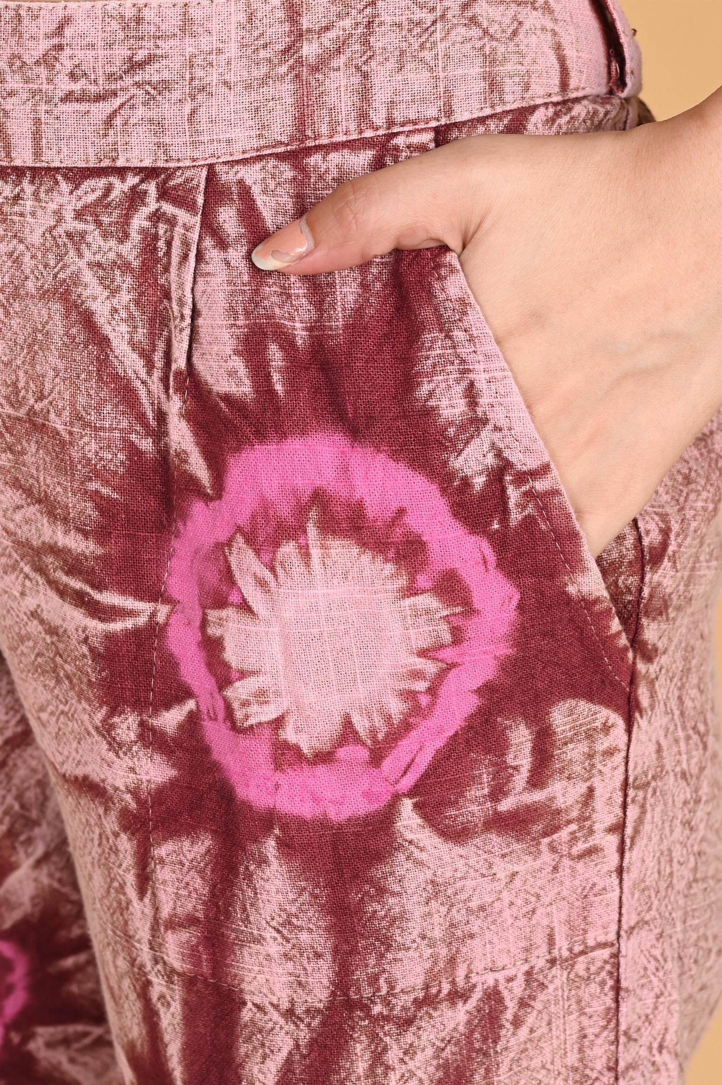 ROSE PINK BANDHEJ COTTON PANTS - SAFED DHAGA 