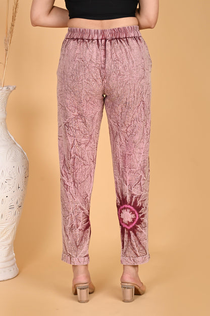 ROSE PINK BANDHEJ COTTON PANTS - SAFED DHAGA 